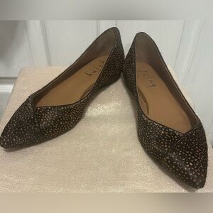 FRENCH SOLE/NY Peppy Print Genuine Calf Hair Leather Flats Size 8 Made In Brazil